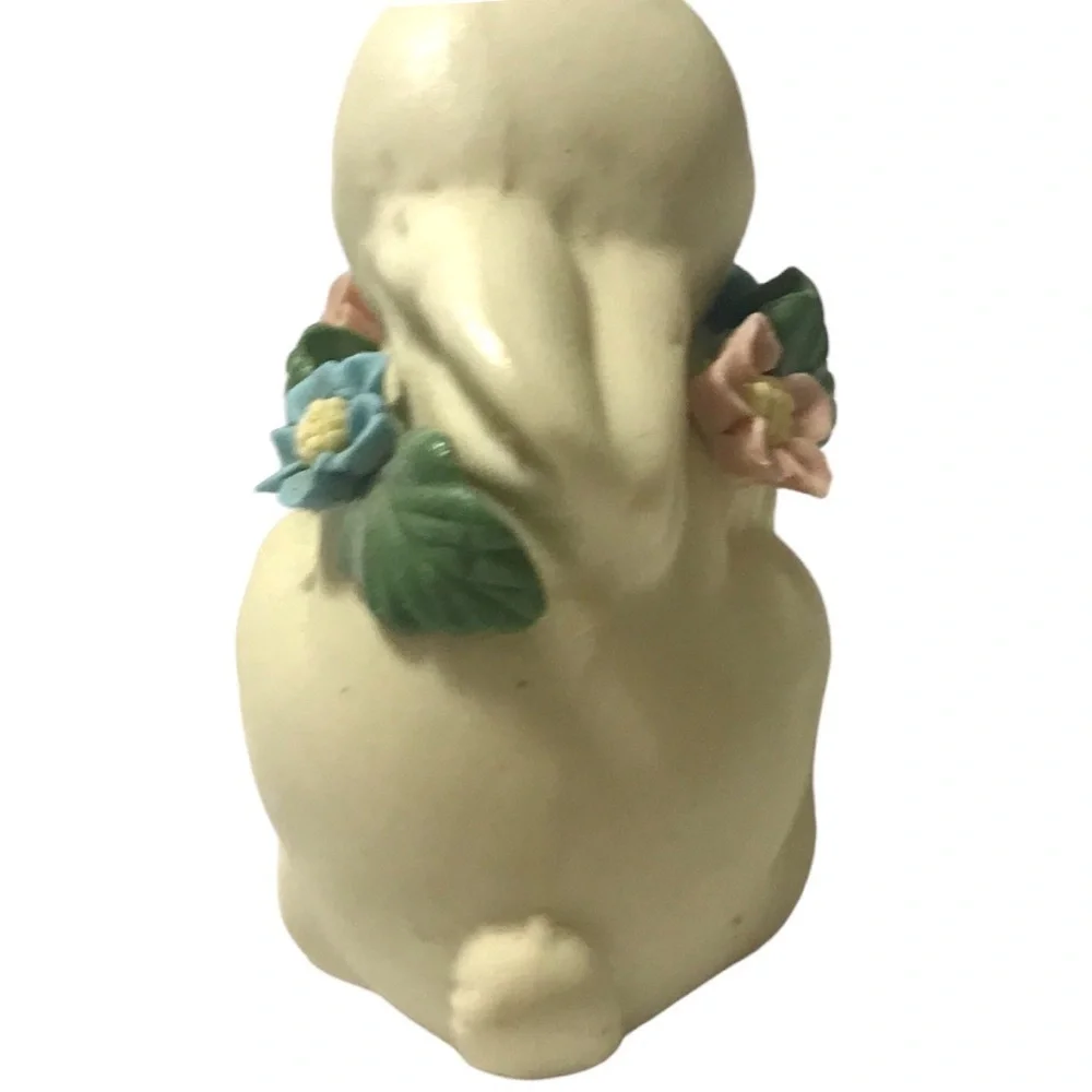 Vintage Bunny Ceramic Bunny Mini Floral Around Neck Spring Easter Decor